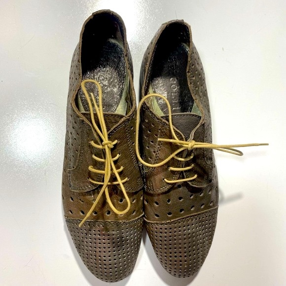 Fabbrica Dei Colli Stringate Donna Perforated Metallic Taupe Shimmery Oxfords 11 - Picture 5 of 16
